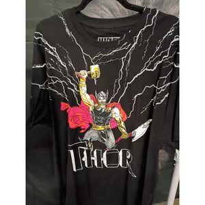 Marvel Thor Mens Black Short Sleve T-Shirt Size 2XL Dual Sided Graphic Print